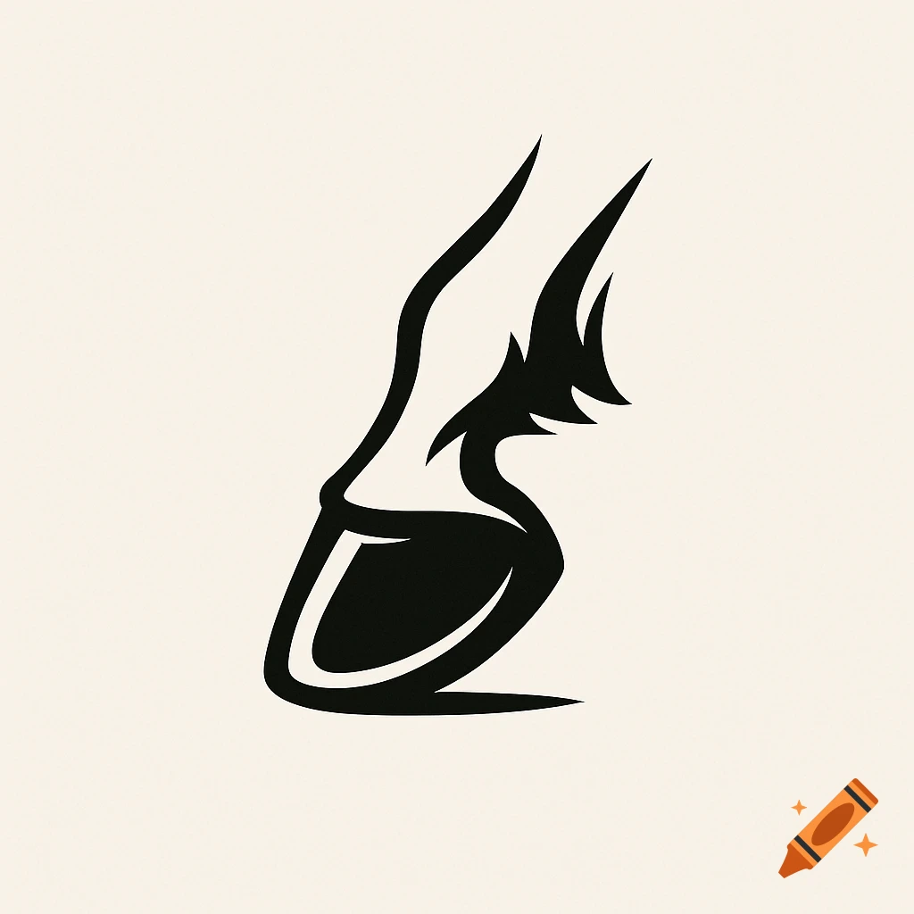 Black minimalist logo depicting a horse's hoof with flowing lines on a light background.