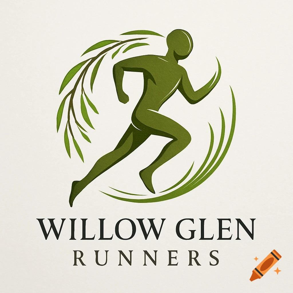 Green stylized logo of a runner with willow branches and 'Willow Glen Runners' text.