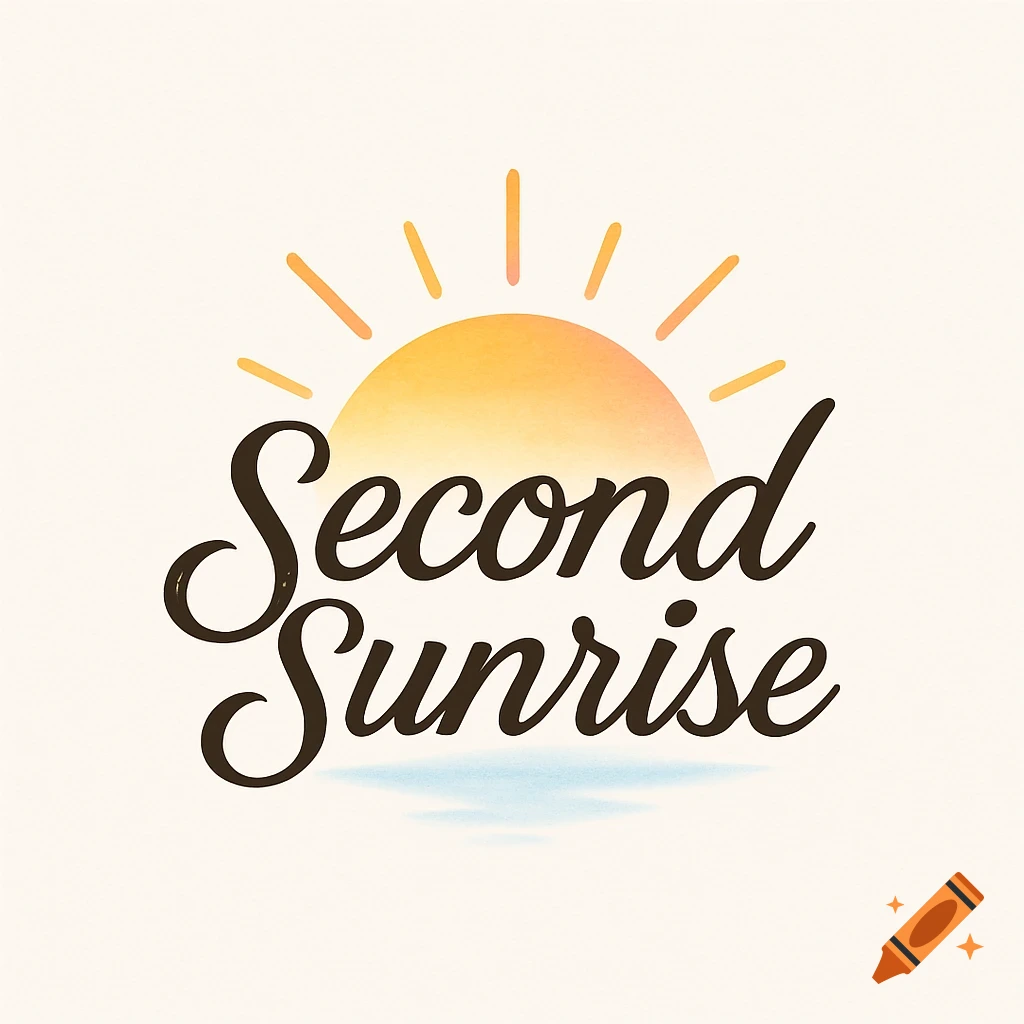 A logo featuring a watercolor sun with rays above the words 'Second Sunrise' in a script font.