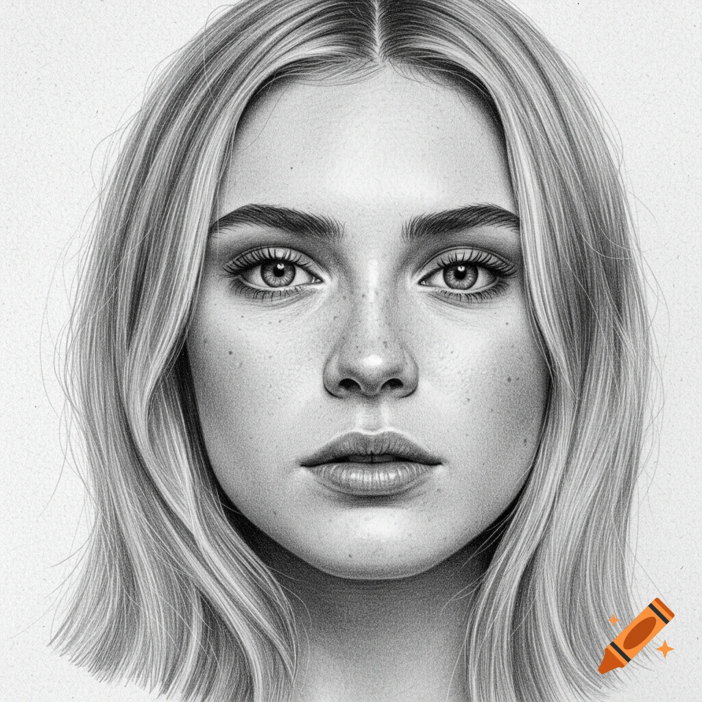 Detailed Pencil Drawing of a Face created on Craiyon, image size:1024x1024