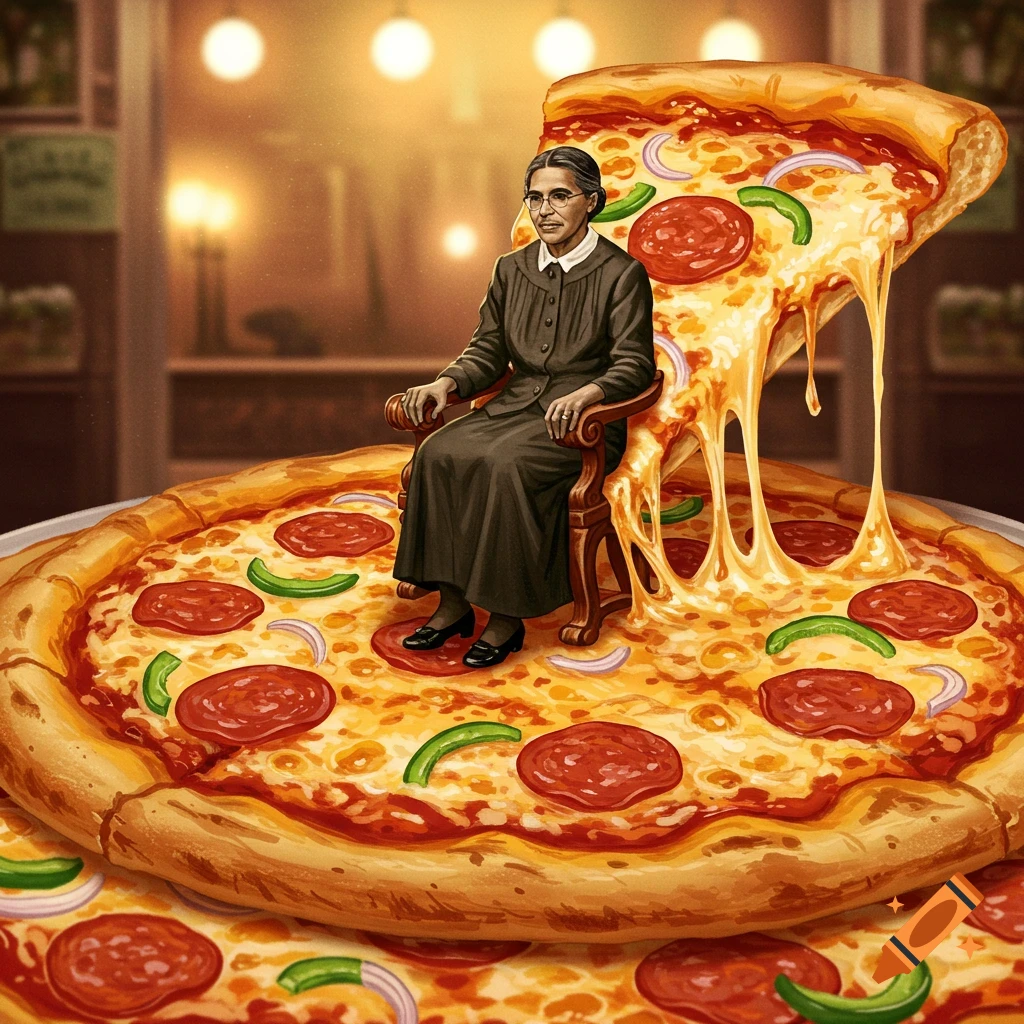 Renaissance painting of Gorbachev at Pizza Hut on Craiyon