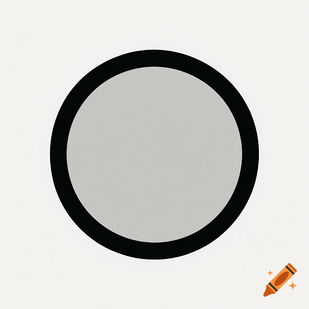 A round logo with a light gray center and a thick black border on a white background.