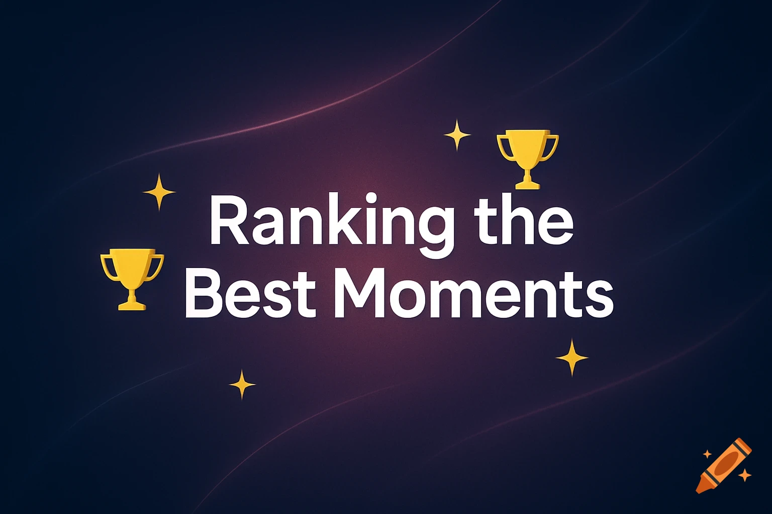 YouTube banner with 'Ranking the Best Moments' text, golden trophies and stars on a dark blue to purple gradient.