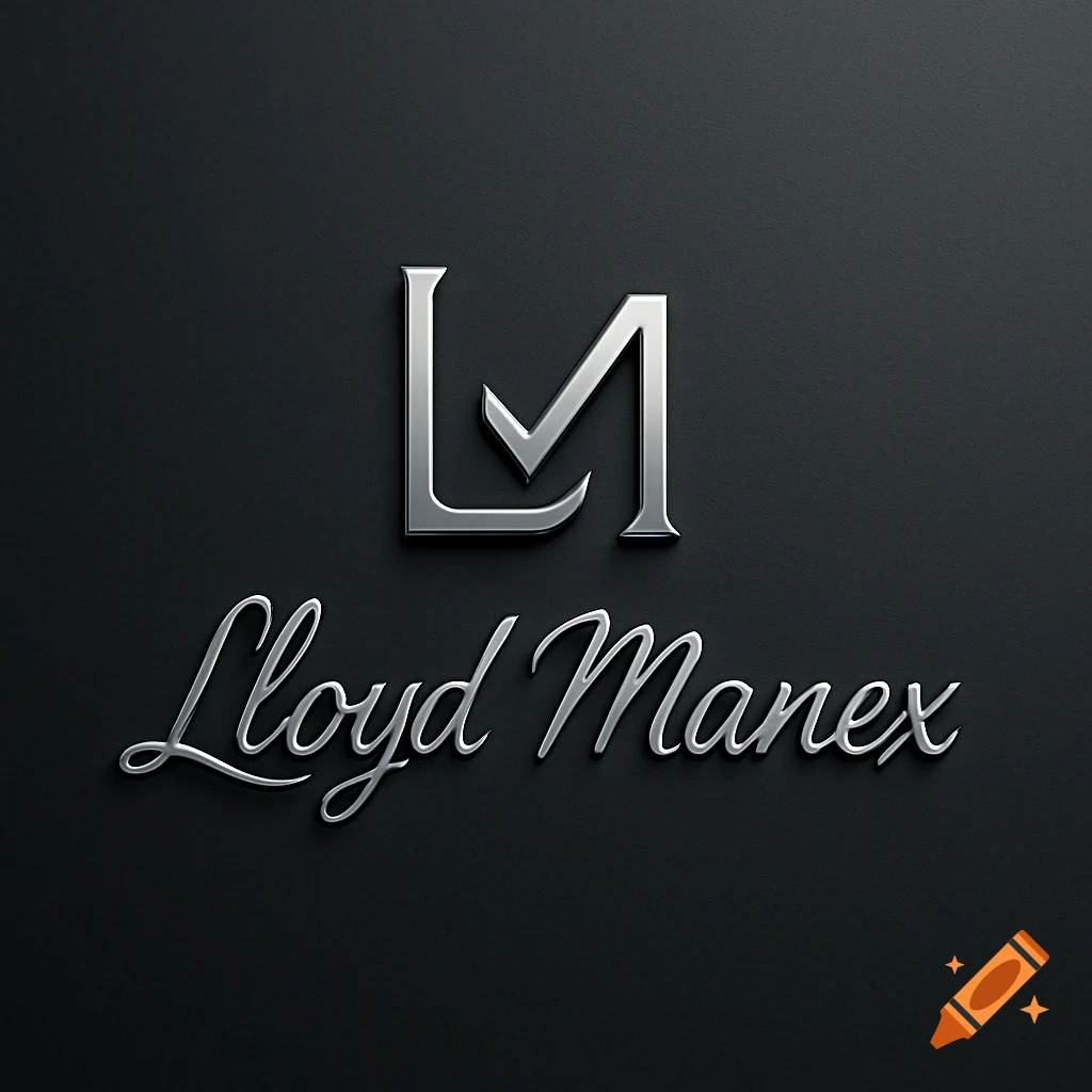 A sleek silver logo on a dark background featuring the script text 'Lloyd Manex' below an 'LM' monogram.