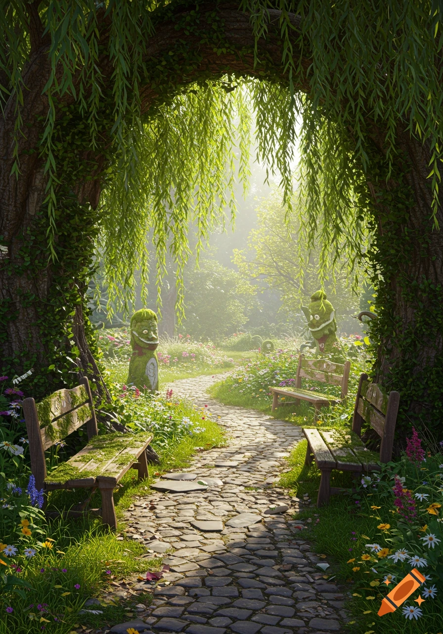 Image of a Mysterious Secret Garden created on Craiyon, image size:896x1280