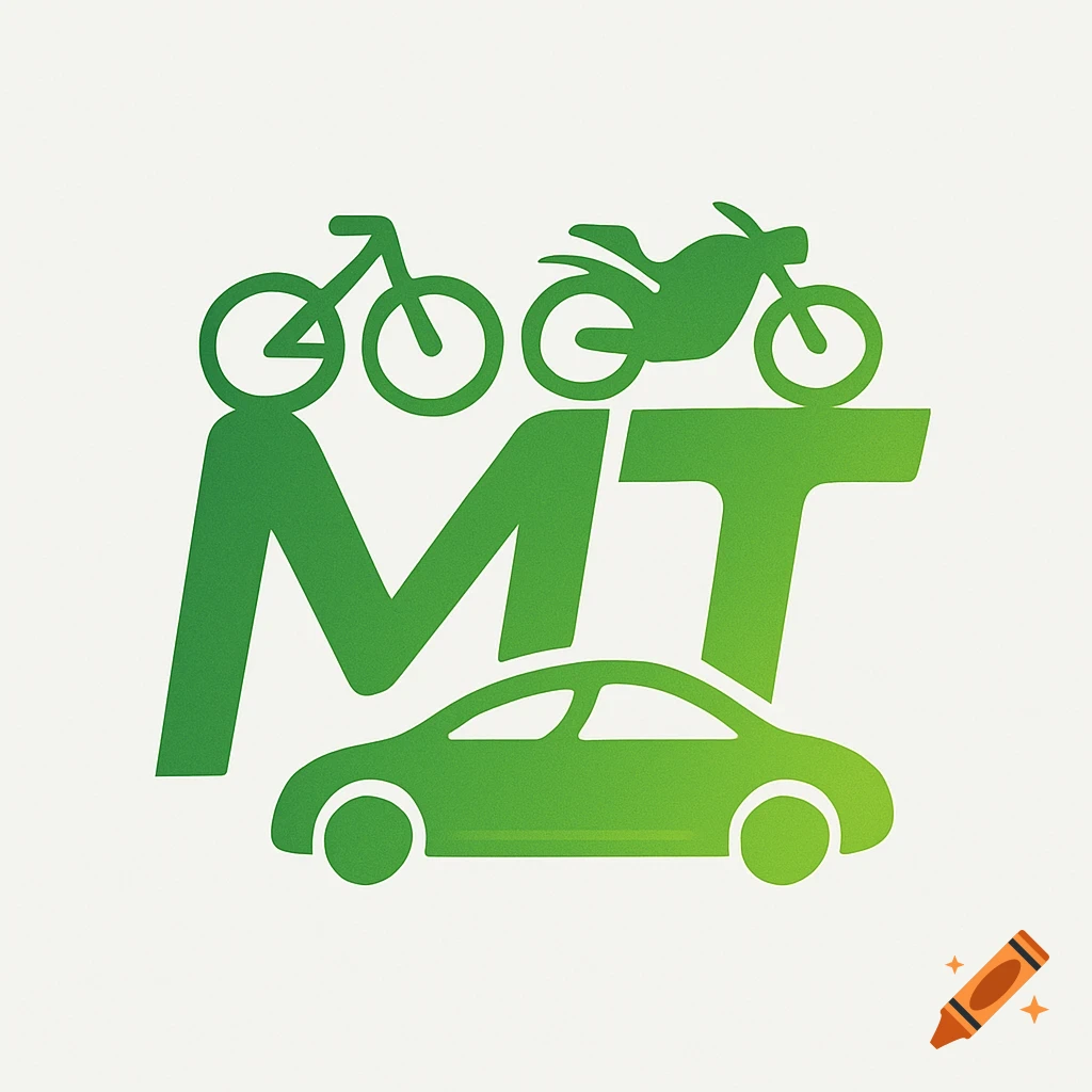 Green logo featuring the letters "MT" with a bicycle, motorcycle, and car above it, on a white background.