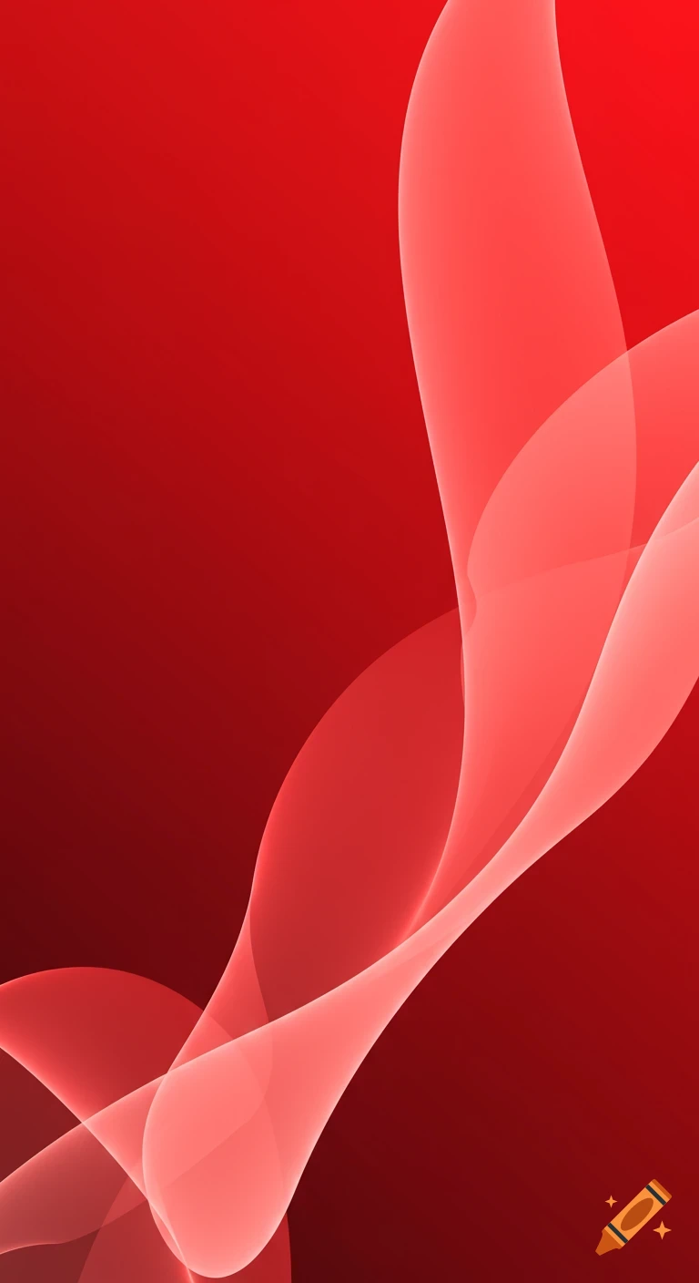 Abstract background with smooth, translucent red and light red wavy lines.