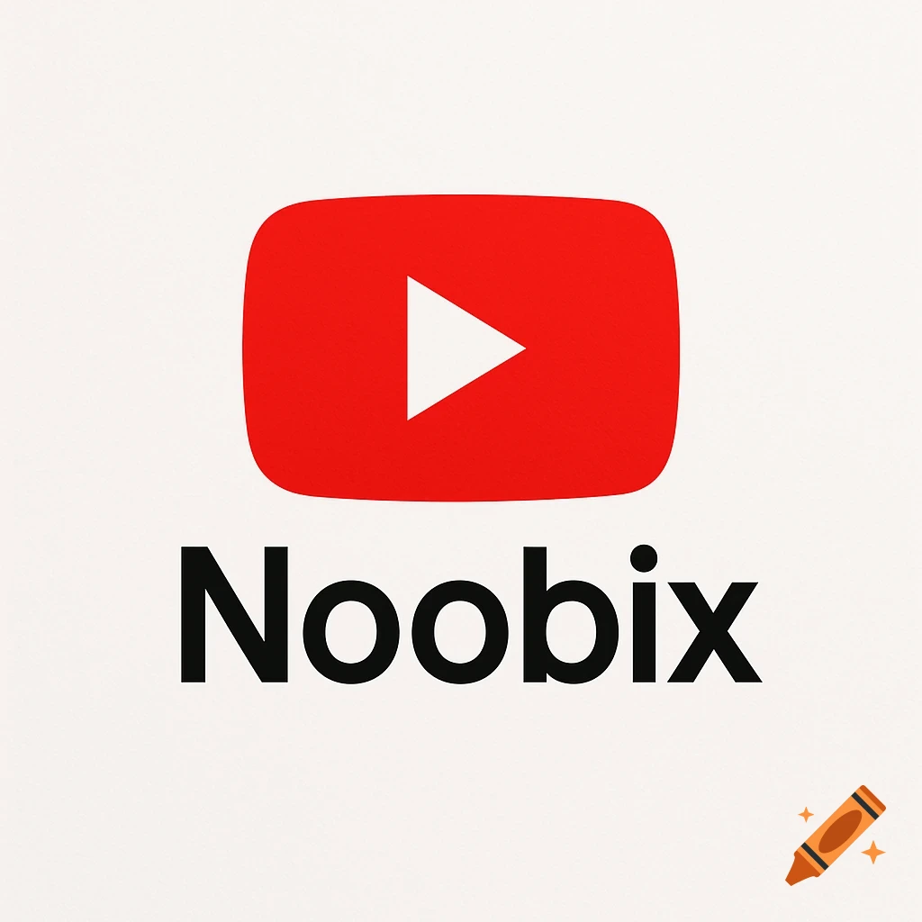 A white background with a red YouTube-like play button logo above the black text 'Noobix'.