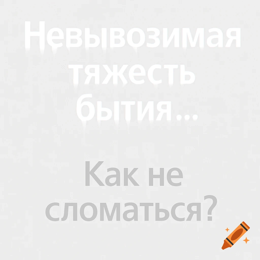 White Russian text 'Unbearable weight of being...' with a dripping effect, and 'How not to break?' in clear text on a light gray background.