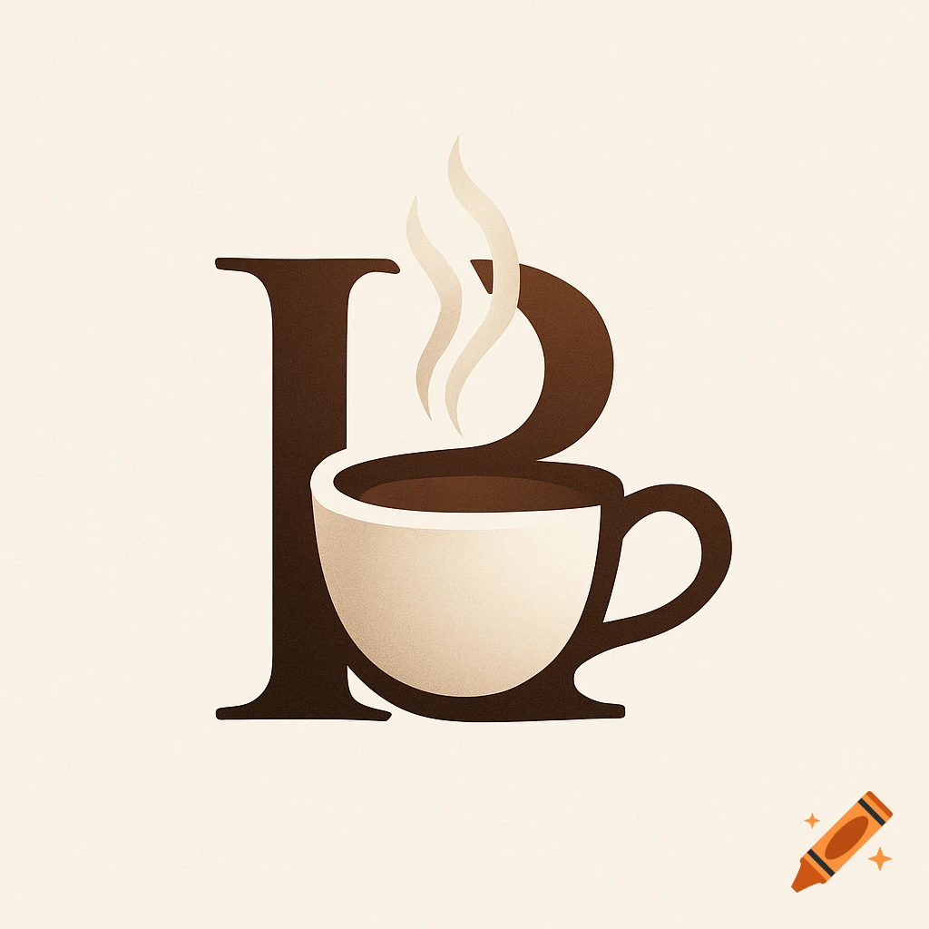Stylized letter R forming a coffee cup with steam rising, on a light background in a clean illustrative style.