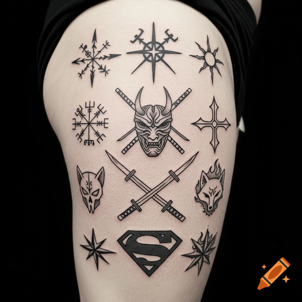Tattoo of the Witcher Logo created on Craiyon, image size:1024x1024