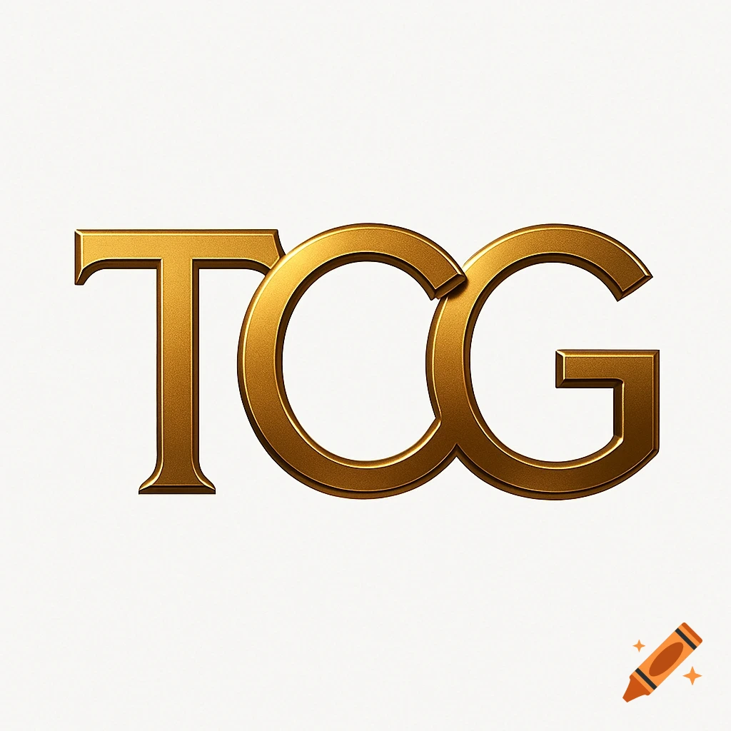 A golden 3D logo displaying the letters TCG on a white background.