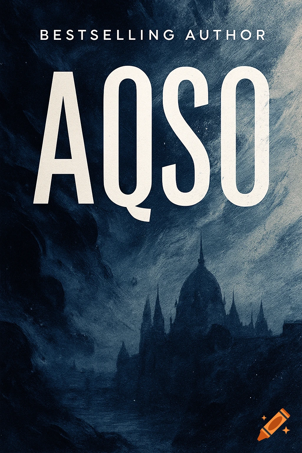 A dark, illustrated book cover features a gothic building against a stormy sky, with the title 'AQSO' and 'BESTSELLING AUTHOR'.