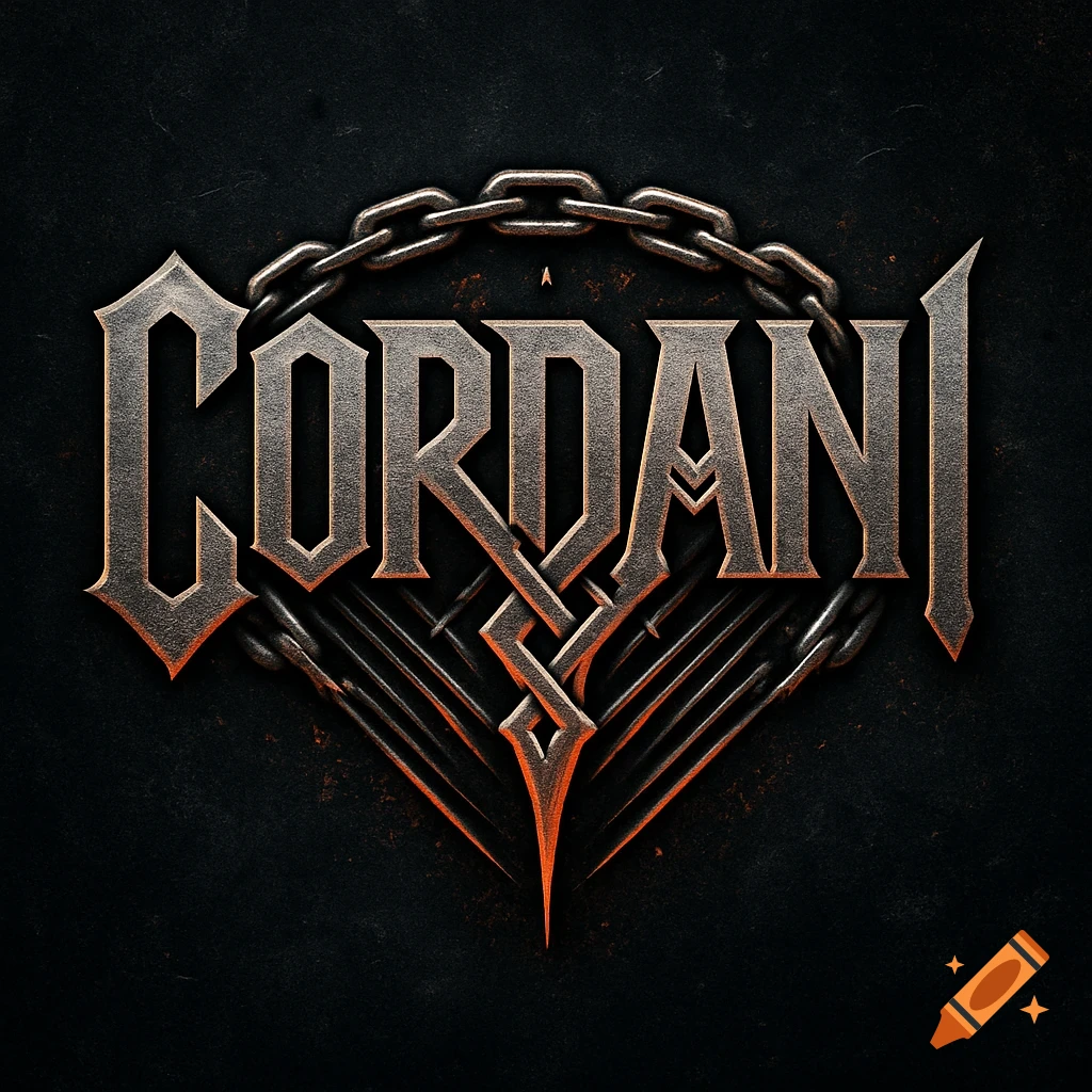 A dark metallic logo for CORDANI! with chains and sharp, stylized text on a textured background.
