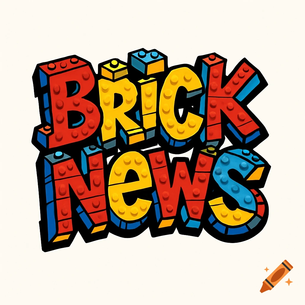Colorful, blocky Lego-style text spelling out 'BRICK NEWS' with a bold black outline on a white background.