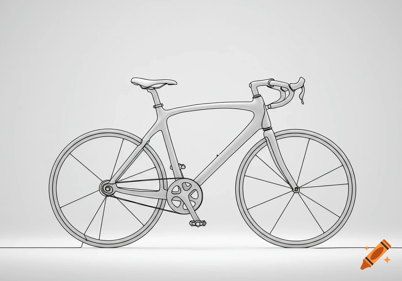 A minimalist line art illustration of a bicycle with a light gray fill, set against a plain white background.