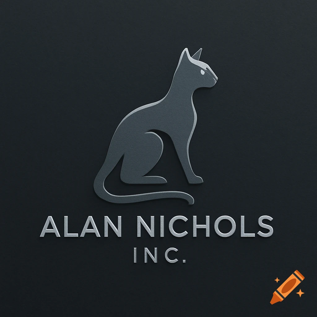 Minimalist dark gray cat logo with 'ALAN NICHOLS INC.' text.