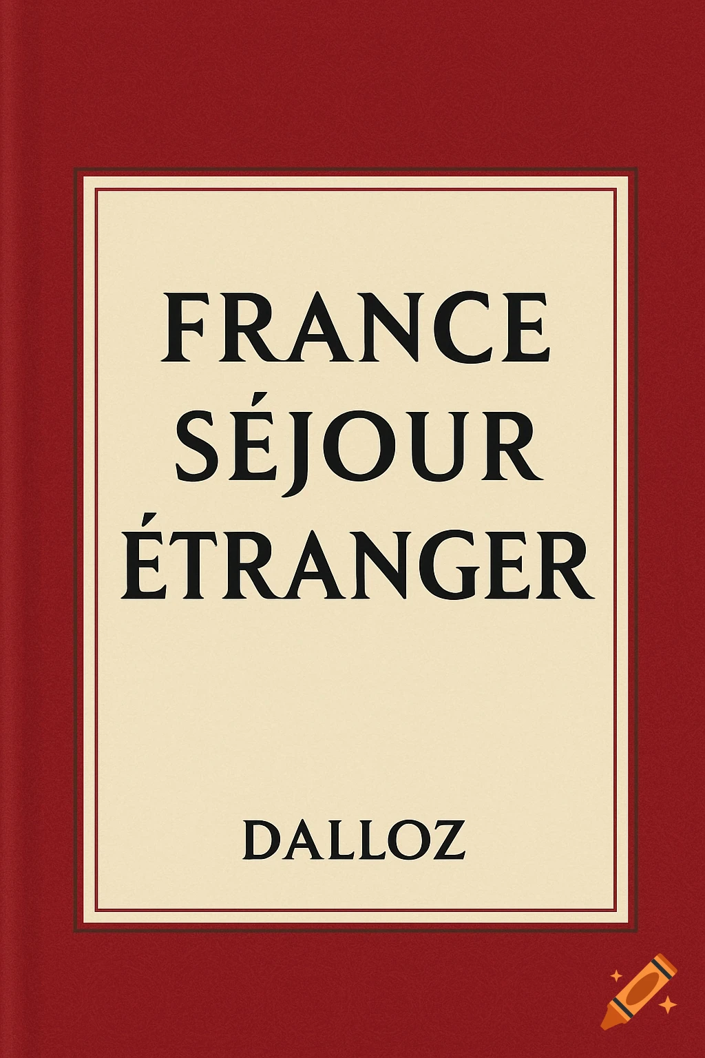 Book cover with a red border and beige center, displaying "FRANCE SÉJOUR ÉTRANGER" and "DALLOZ" in black text.