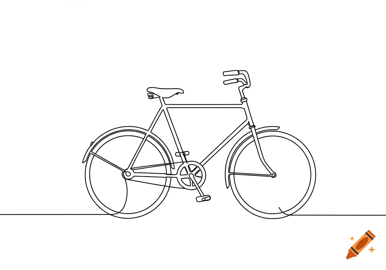 A simple single line drawing of a bicycle.