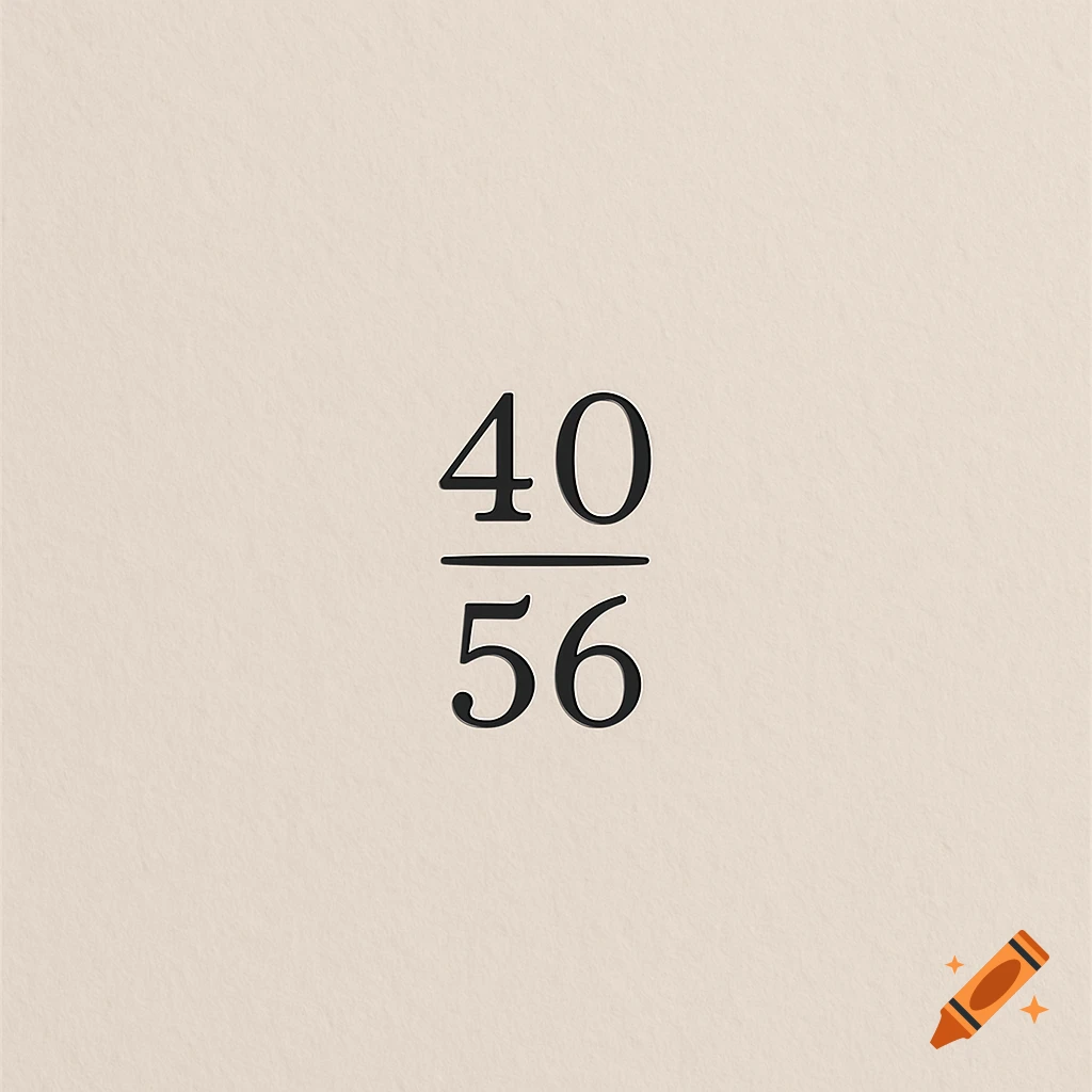 A fraction with the number 40 over a line, and 56 below it, in black lettering centered on a plain beige background.