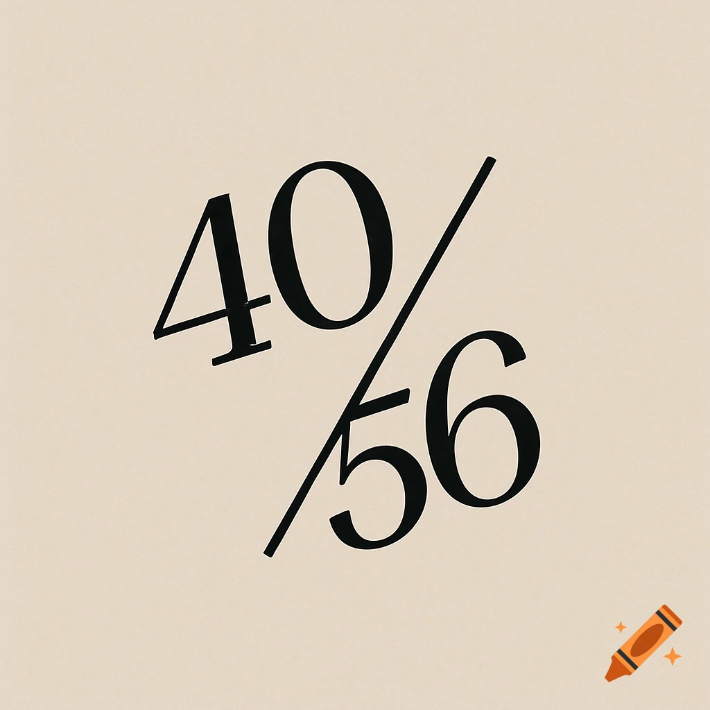 Tilted black numbers '40/56' on a plain beige background.