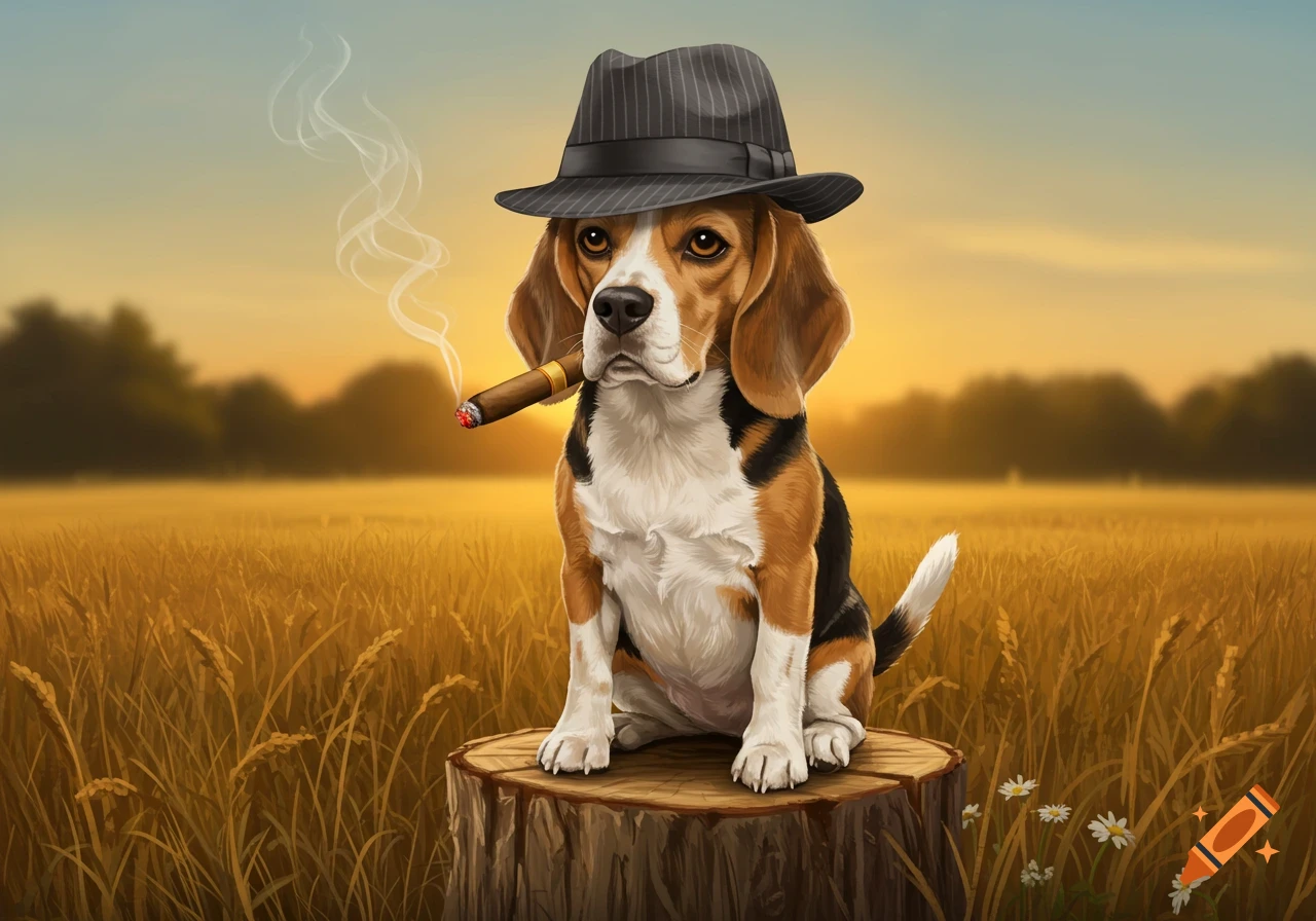 Funny Image of a Smoking Dog created on Craiyon, image size:1280x896