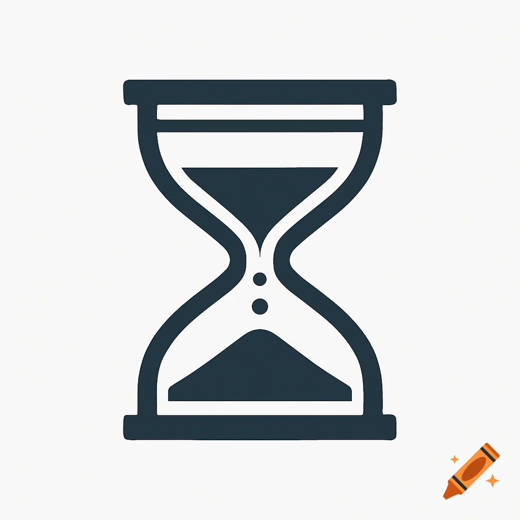 A minimalist dark gray hourglass logo on a white background.