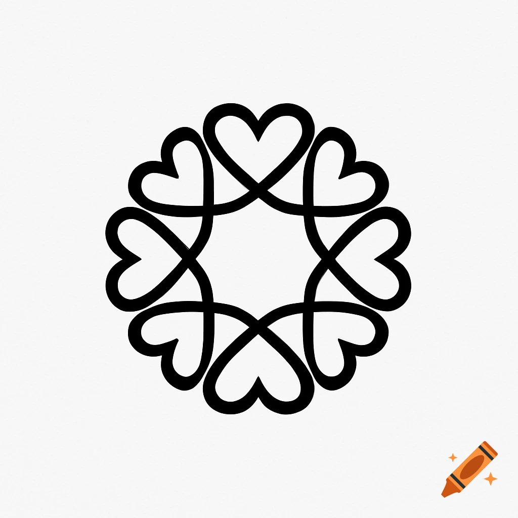 A black heart-shaped interwoven circular logo on a white background.