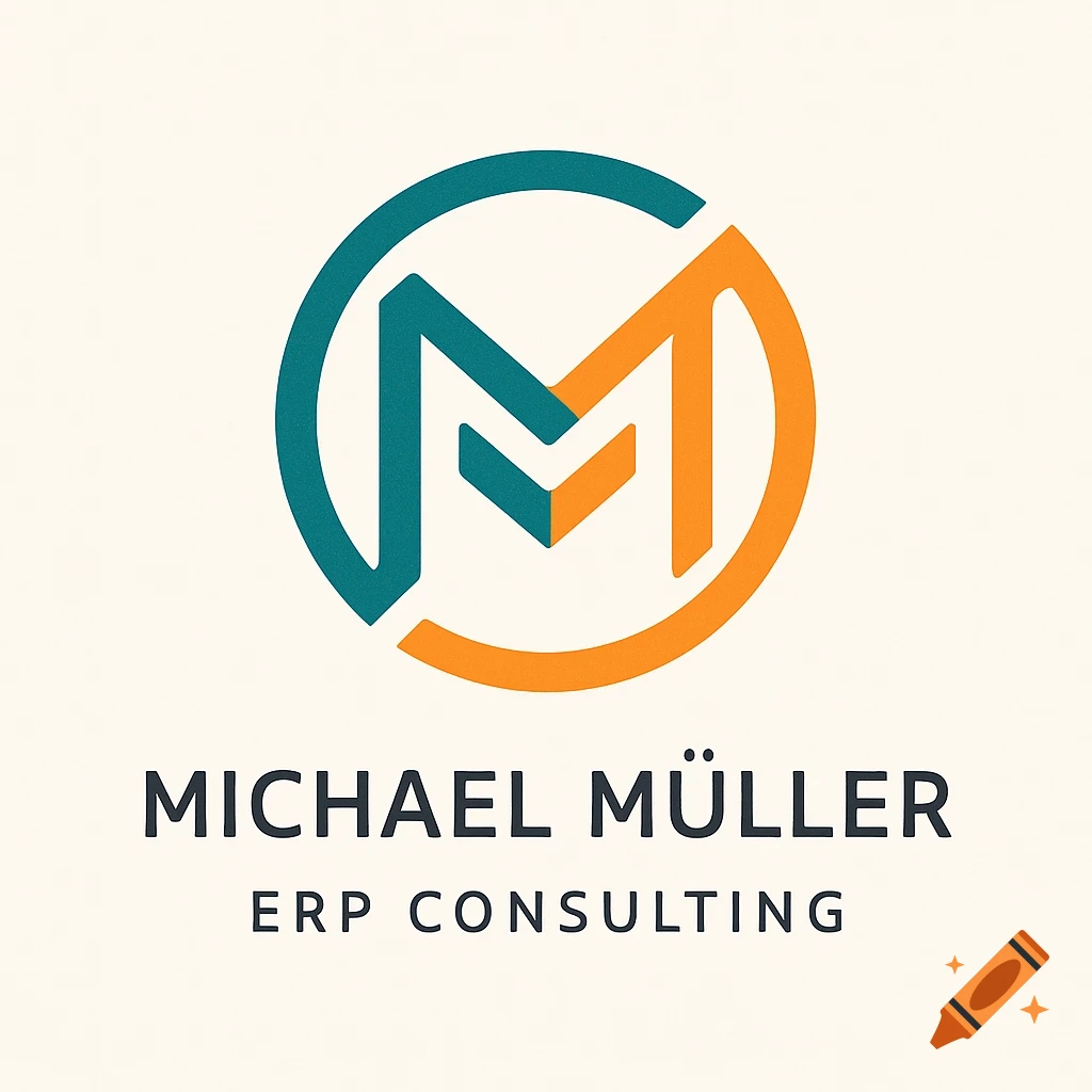 Logo featuring a stylized teal and orange 'M' inside a circular outline, with 'MICHAEL MÜLLER ERP CONSULTING' text below.
