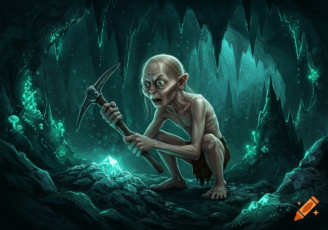 Image of Gollum's Cave created on Craiyon, image size:1280x896