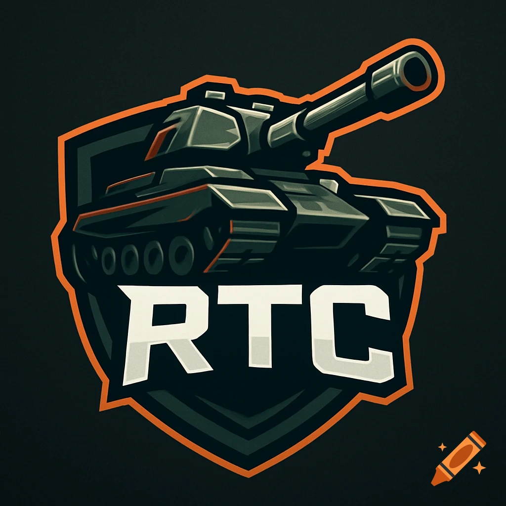 A stylized esports logo featuring a tank above the letters RTC, outlined in orange on a dark background.