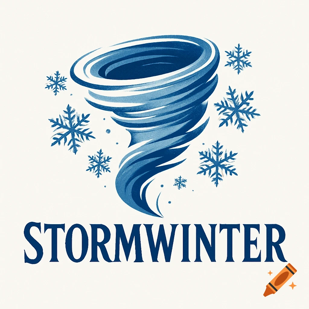 A blue tornado logo with snowflakes around it and the word STORMWINTER below.