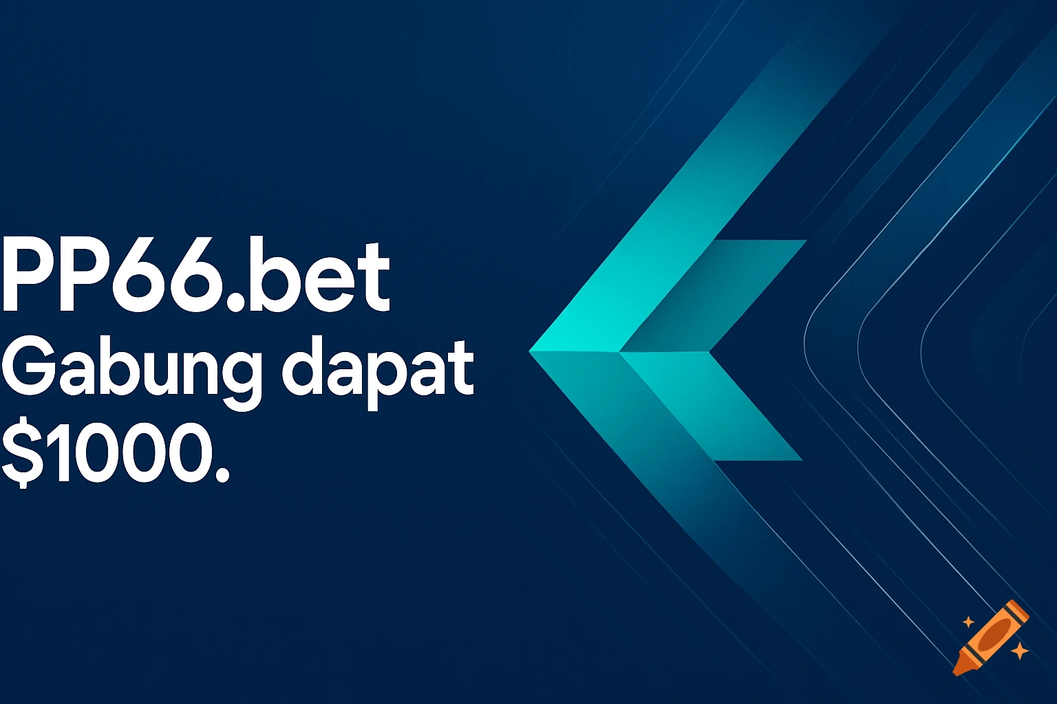 Abstract blue background with white text "PP66.bet Gabung dapat $1000." and teal geometric shapes.