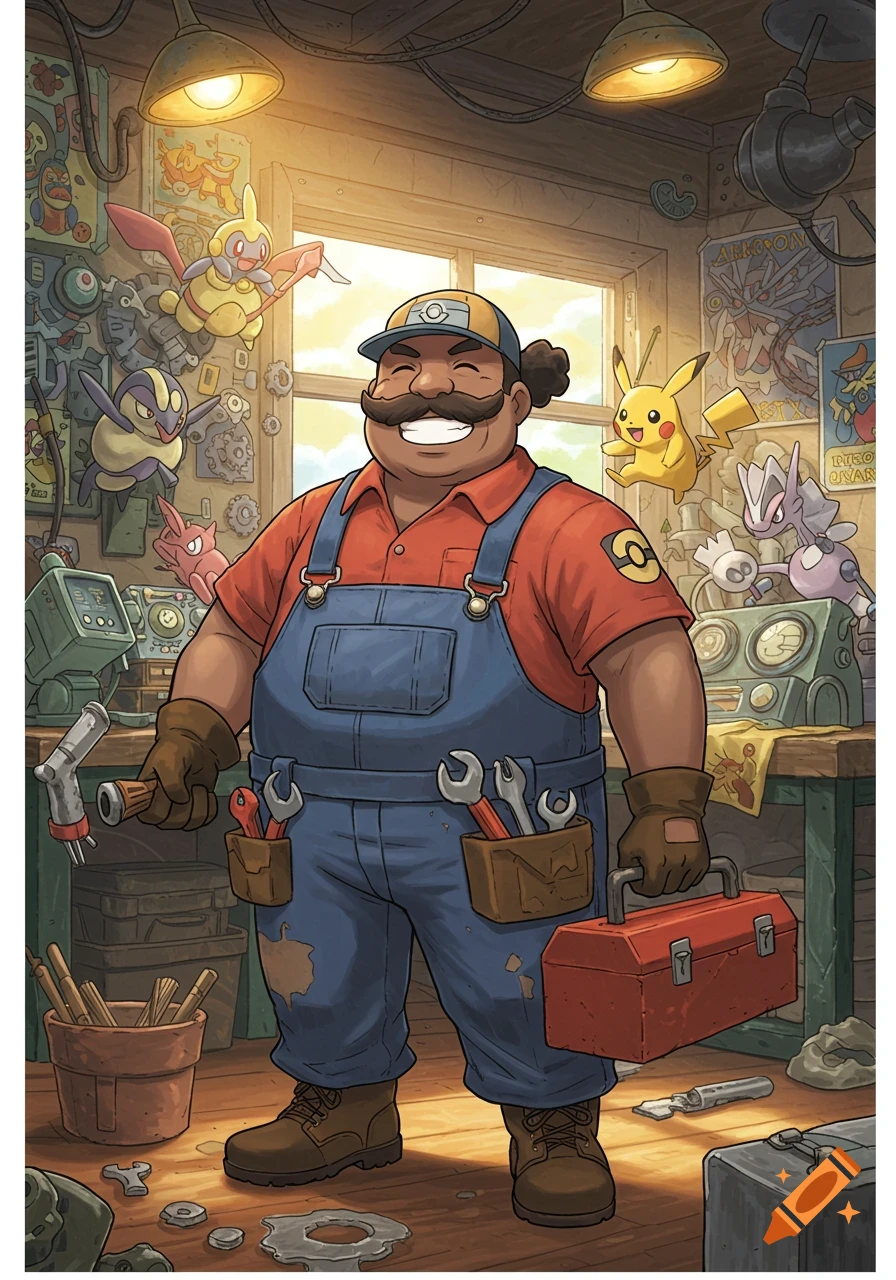 Wreck-It Ralph wearing a blue cap and plaid shirt, standing confidently ...