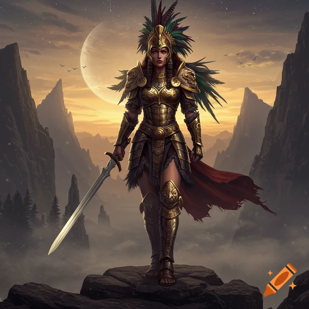 Black and white drawing of a female Spartan warrior with a shield on Craiyon, image size:1024x1024