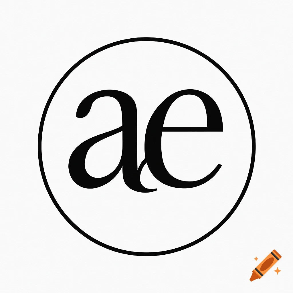 Stylized black 'ae' ligature in a serif font contained within a black circle on a white background.