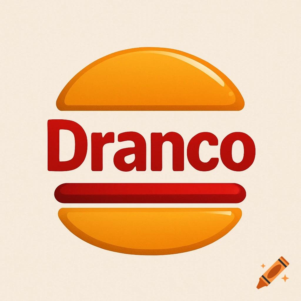 A stylized logo resembling the Burger King bun, with the red word 'Dranco' and a red stripe inside on a light background.