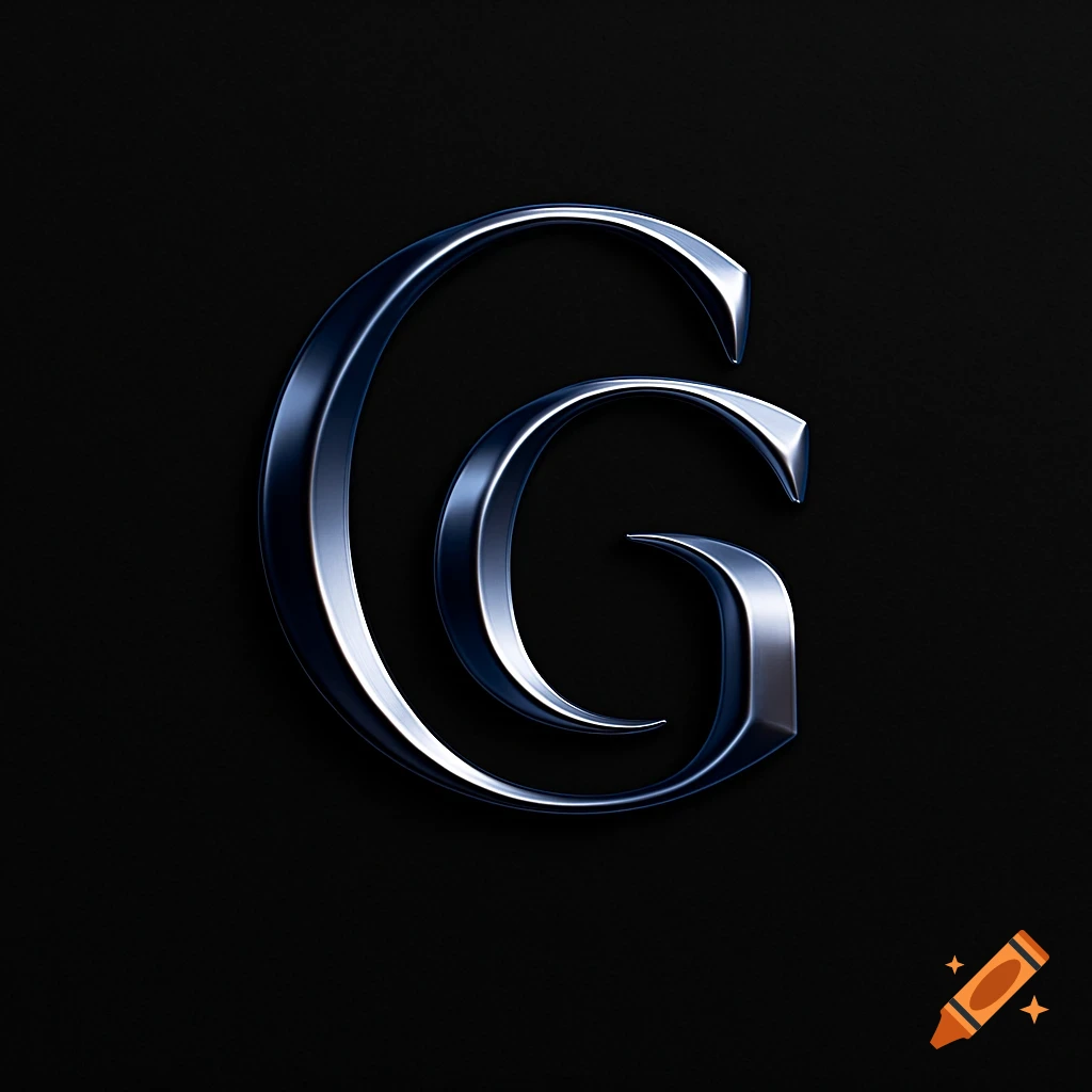 A sleek, silver metallic letter 'G' with a curving, abstract element, forming a stylized logo on a black background.