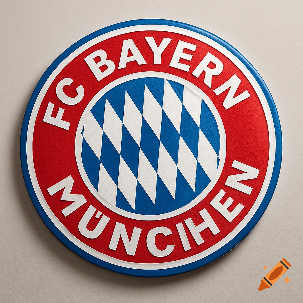 The circular FC Bayern München logo in red, blue, and white, featuring the club name and a diamond pattern.