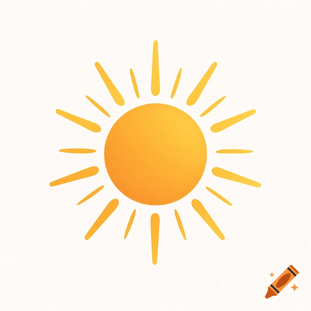 A stylized orange sun logo with a gradient center and radiating rays on a white background.