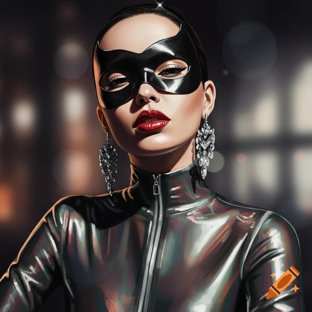 Anne Hathaway as Catwoman 1966 Film created on Craiyon, image size:1024x1024