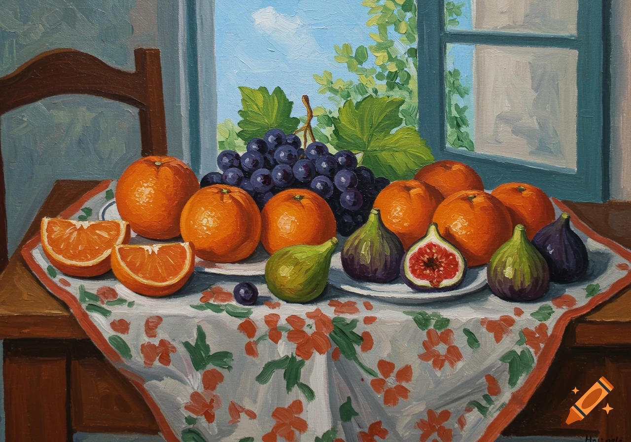 Oil Painting of a Fruit Bowl created on Craiyon, image size:1280x896