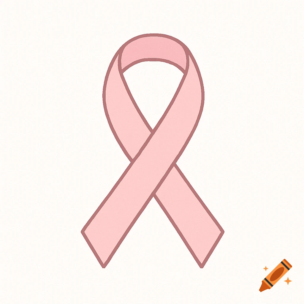 A simple pink awareness ribbon illustration on a white background.