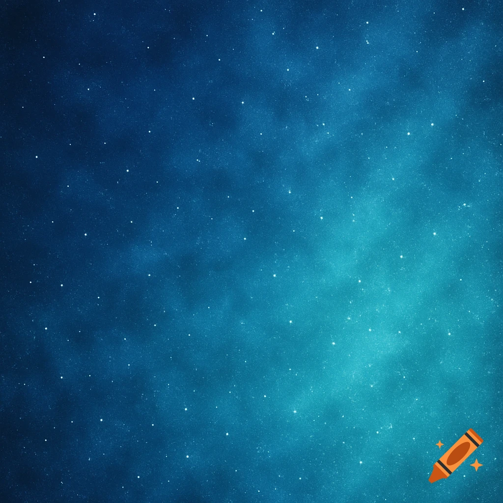 A vibrant, textured background with a smooth gradient from deep blue to bright turquoise, featuring a soft, starry overlay.