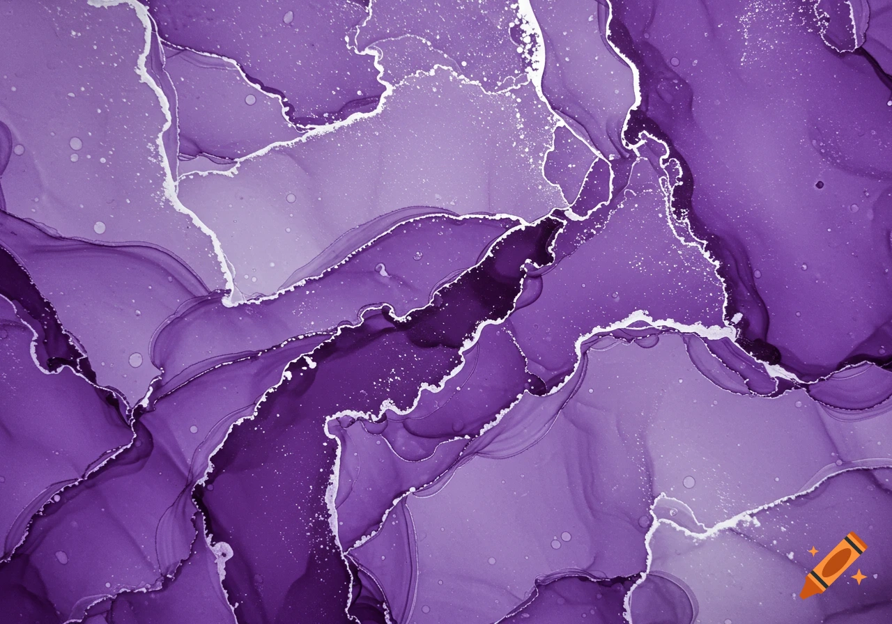 Abstract background of flowing purple and violet watercolor with white marble veins and textured details.