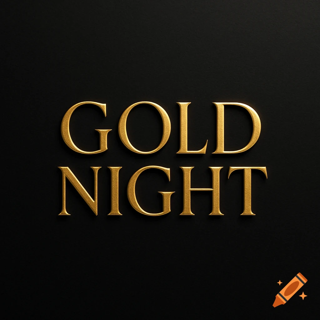Gold 'GOLD NIGHT' text with a textured, embossed effect on a plain black background.