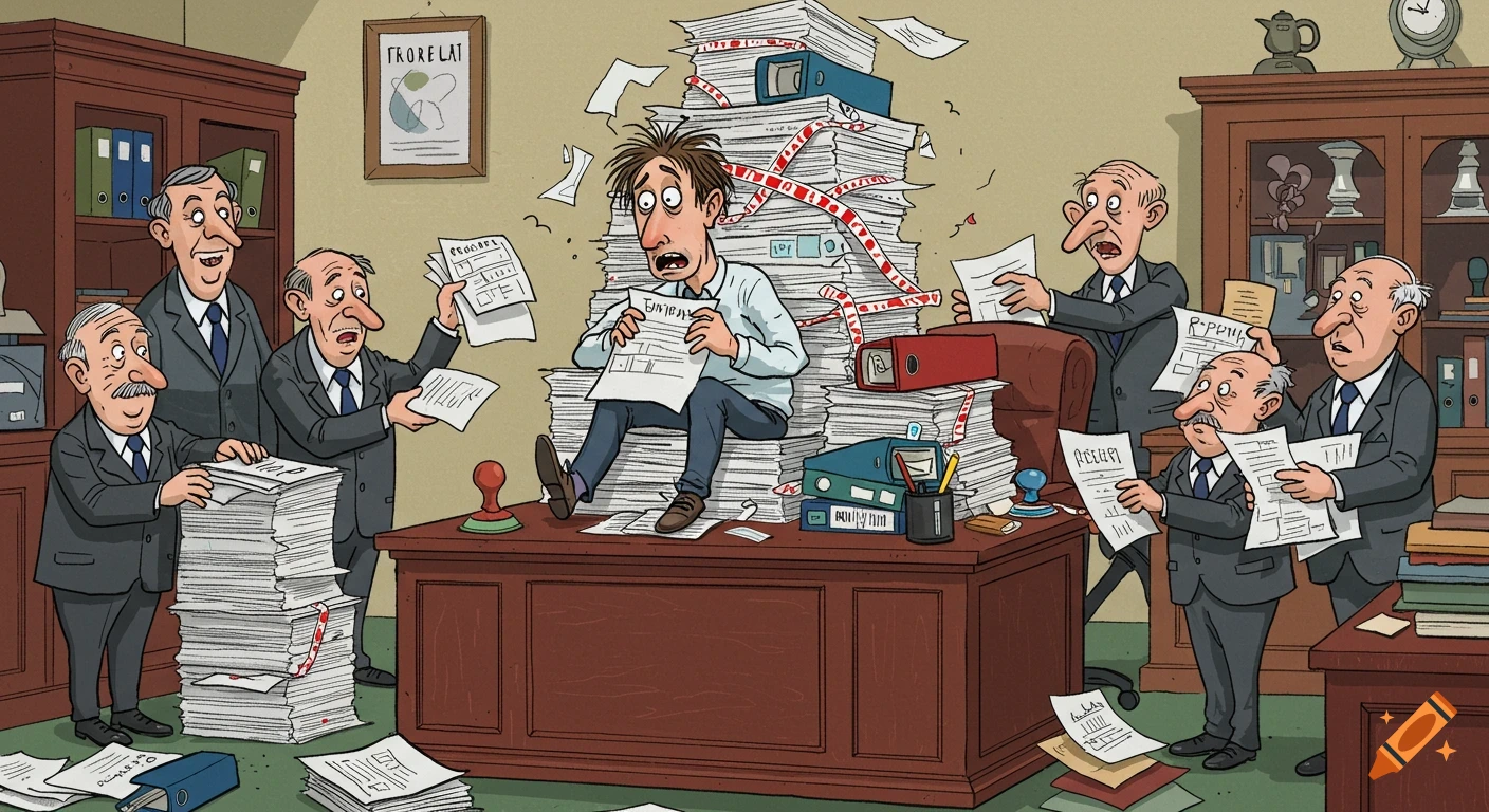 Exhausted Lawyer in a Cluttered Office created on Craiyon