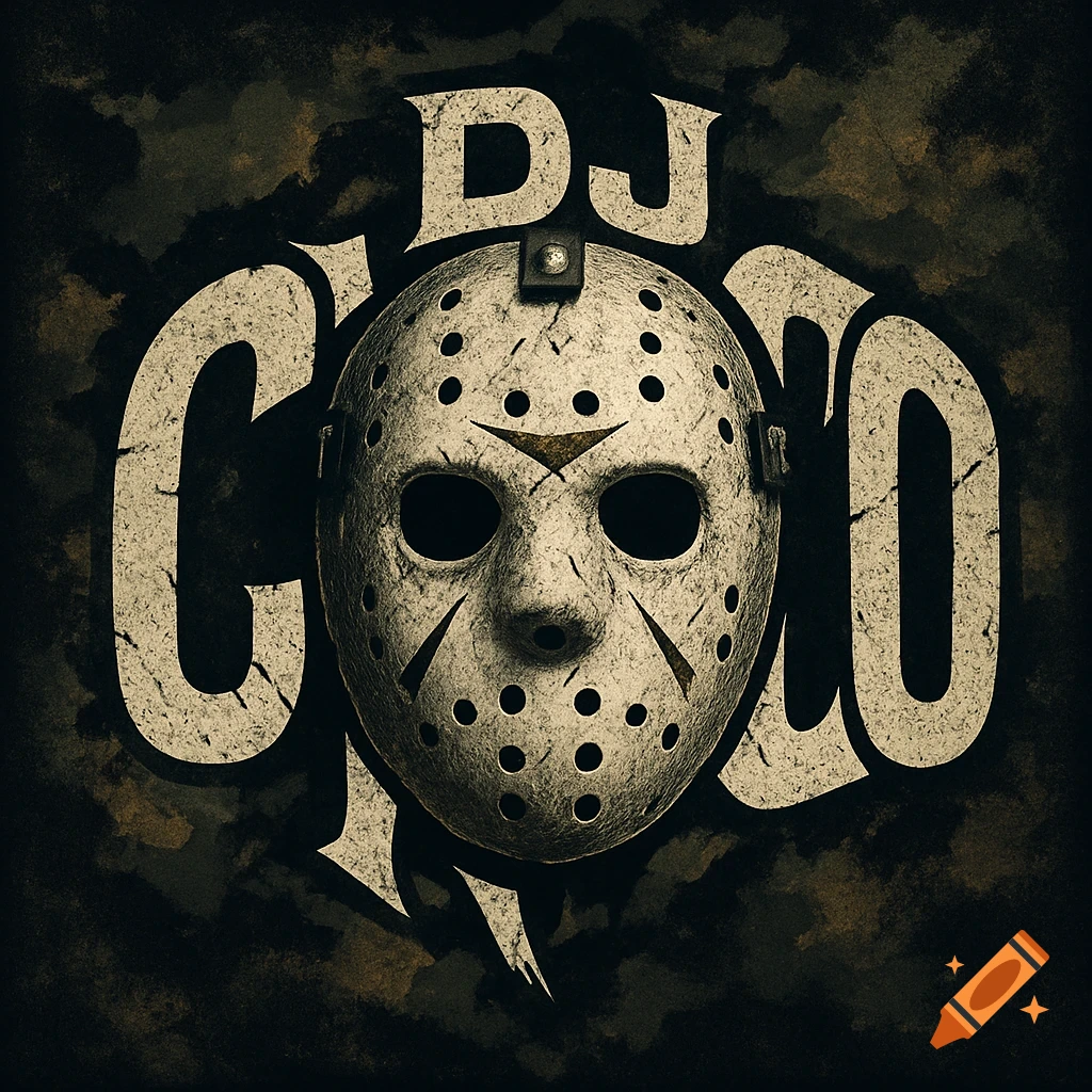 A grunge-style logo for DJ CYCO featuring a distressed Jason Voorhees hockey mask with text curving around it on a dark background.