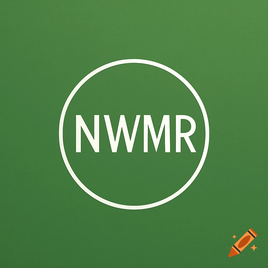 White text 'NWMR' inside a white circle on a solid green background.