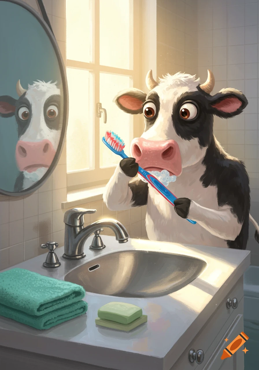 An illustrated horse washes its hands at a bathroom sink on Craiyon, image size:896x1280